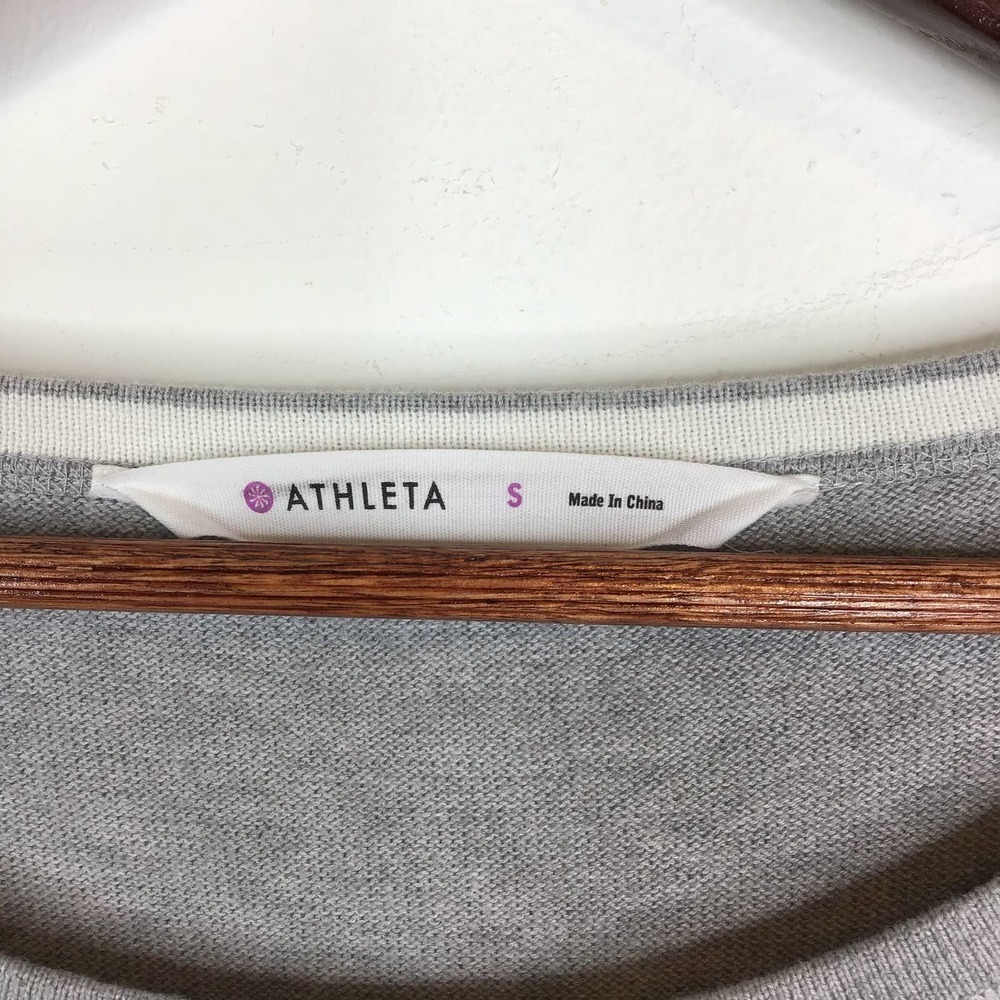 Athleta Rally Sweater Small Gray White Colorblock - Picture 6 of 7